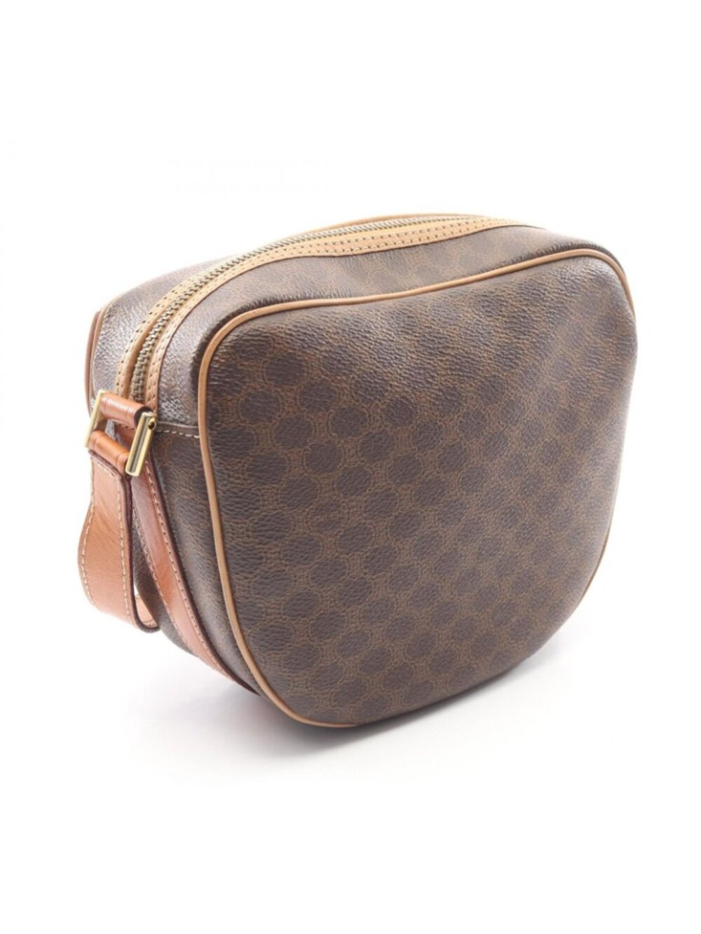 Celine Shoulder Bag Macadam Dark Brown Canvas Leather - Picture 2 of 11
